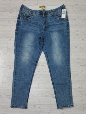 NWT Democracy Ab Technology Ankle Medium Wash Blue Distressed Denim Women's 16